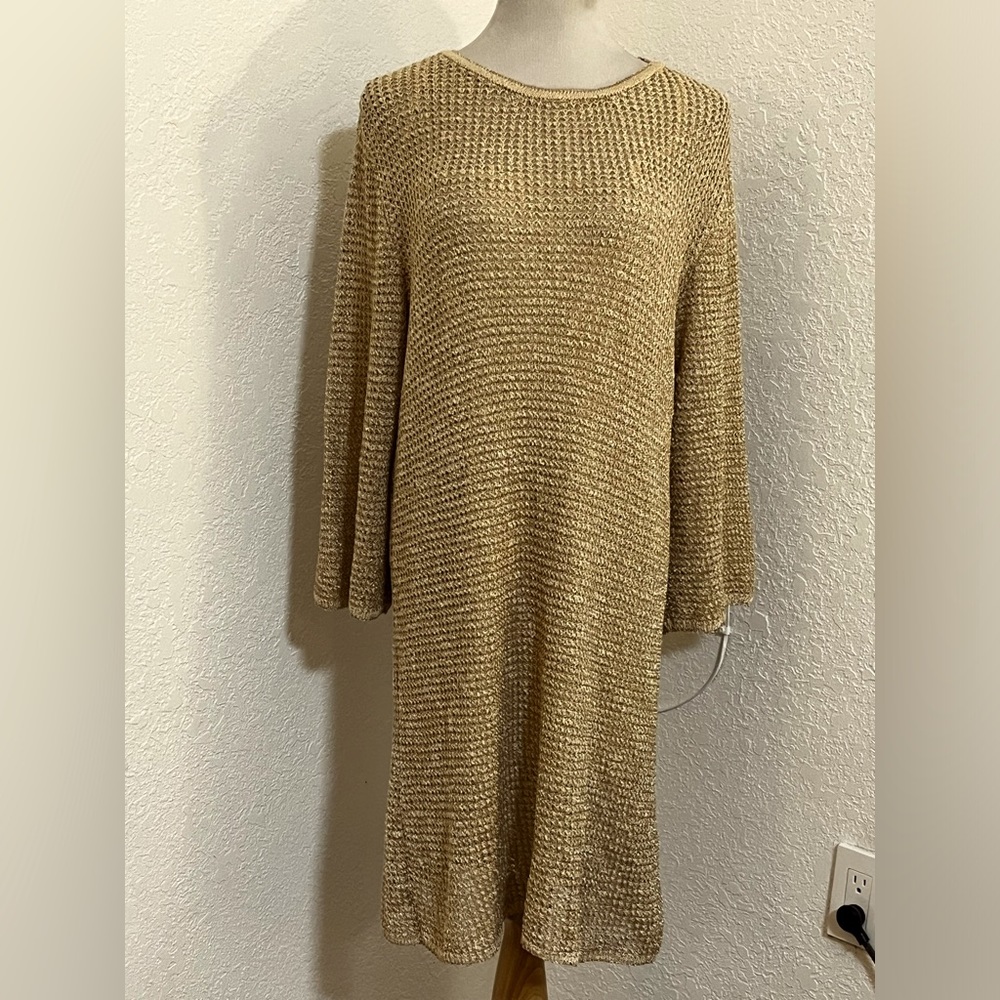 NWT - Zara metallic gold midi dress - XL
